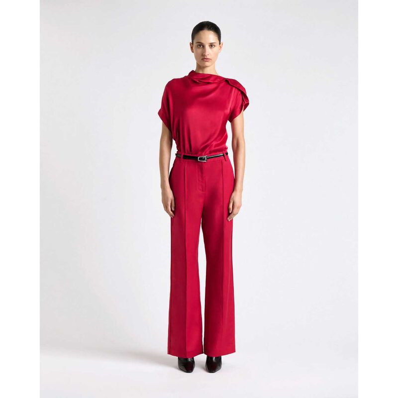 Cue Satin Draped Fold Neck Top image number 3